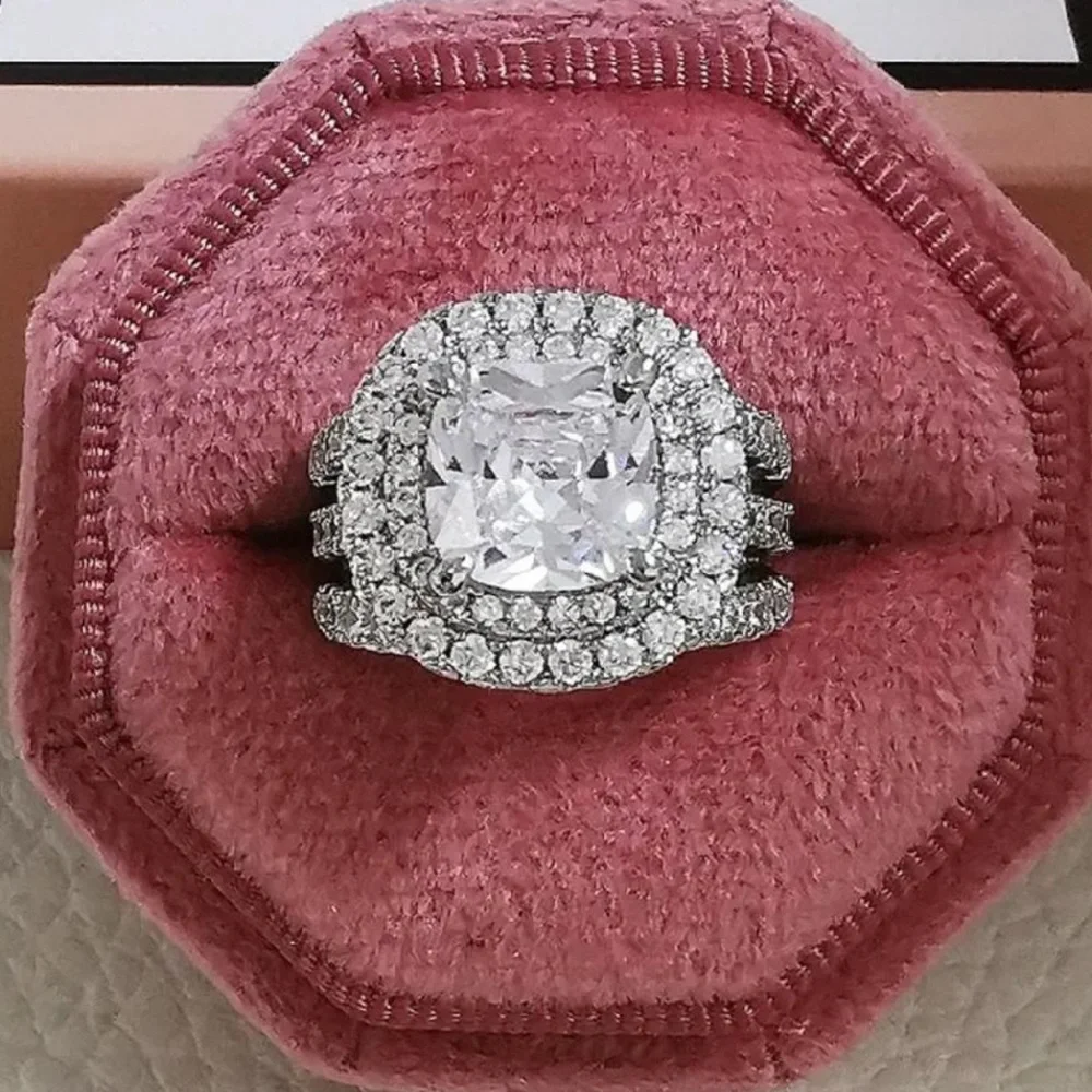NEW ENGAGEMENT 925 STERLING SILVER DIAMOND RING, BEAUTIFUL RING, SHINY RING - Picture 7 of 7